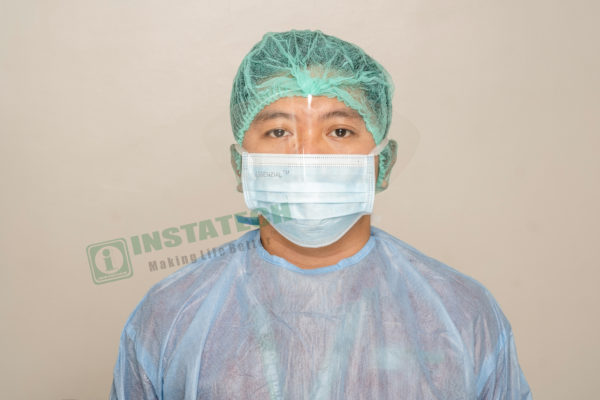 Essenzial facemask 3ply tie-on with shield